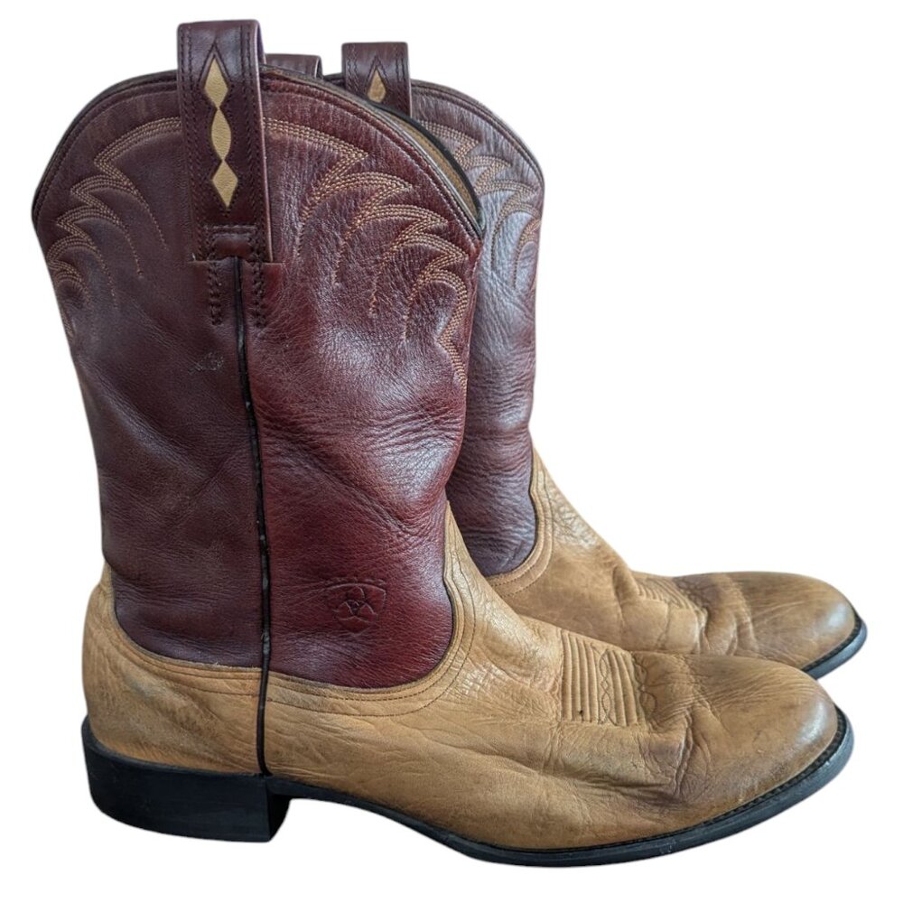 Ariat Leather 2-toned Western Boots w Rubber Non-slip Soles - Size 12 D